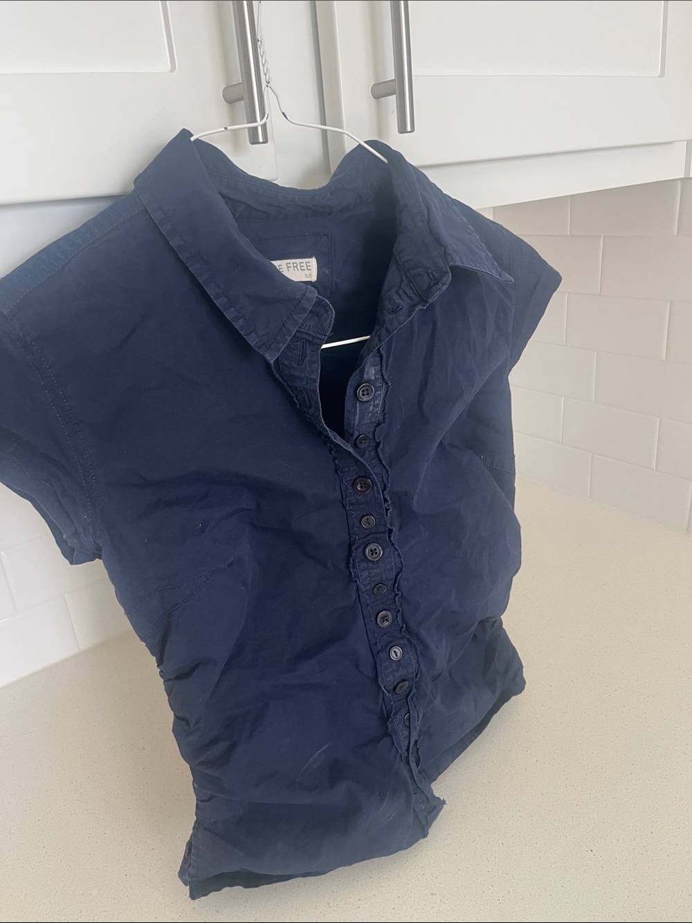 We The Free Navy Short-Sleeve Button-Down Shirt